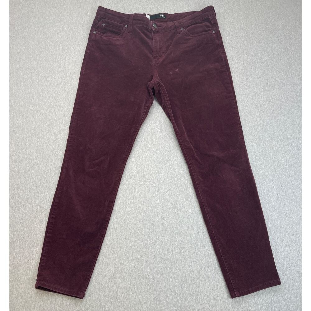 KUT from the Kloth Pants Women 14 Red Cotton Blend Stretch Corduroy Diana Skinny